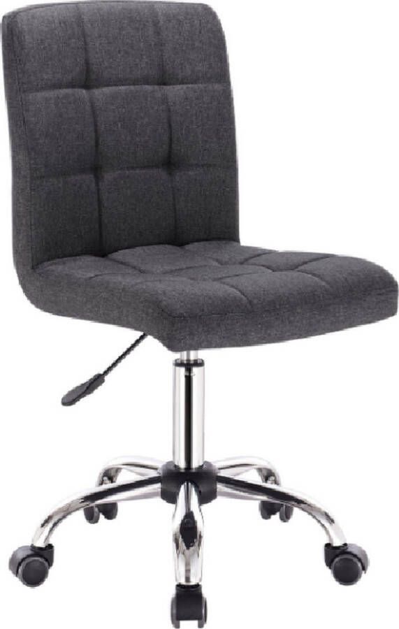Dytroux Bureaustoel Linnen Zonder Armleuning Met Wieltjes & In Hoogte Verstelbaar Linnen Stoel 42 5x41x91 Donkergrijs