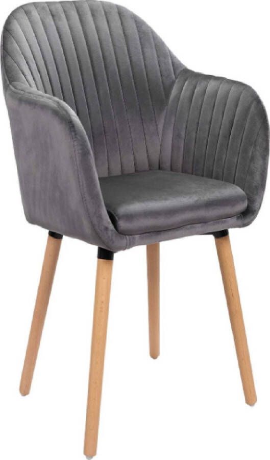 Dytroux Gestoffeerde Eetkamerstoel Velvet Eetkamerstoelen Stoel Kuipstoel Loungestoel 50x42x81 cm Grijs