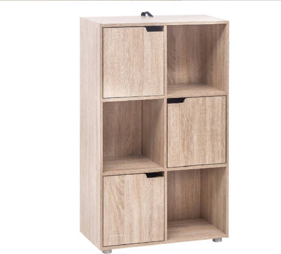 Dytroux Houten Boekenkast Eiken Boekenkast Modern Boekenkast met Deuren Boekenkast Open 59.7x29.7x91cm Eiken