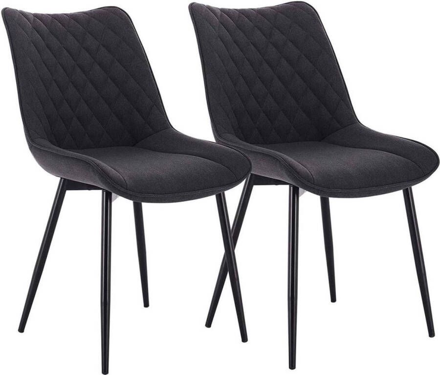 Dytroux Linnen Stoelen Eetkamerstoelen Voor bij de Eettafel Woonkamer & Slaapkamer Set van 2 Donkergrijs