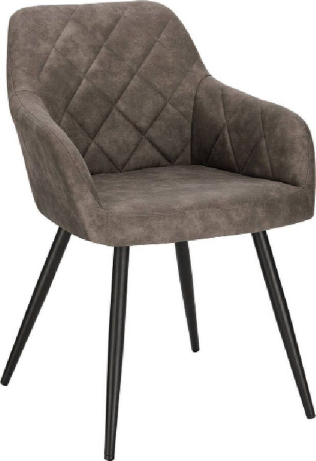 Dytroux Luxe Eetkamerstoel met Armleuningen Eetkamerstoelen Stoel Kuipstoel Voor Eettafel Stof & Metaal Grijs