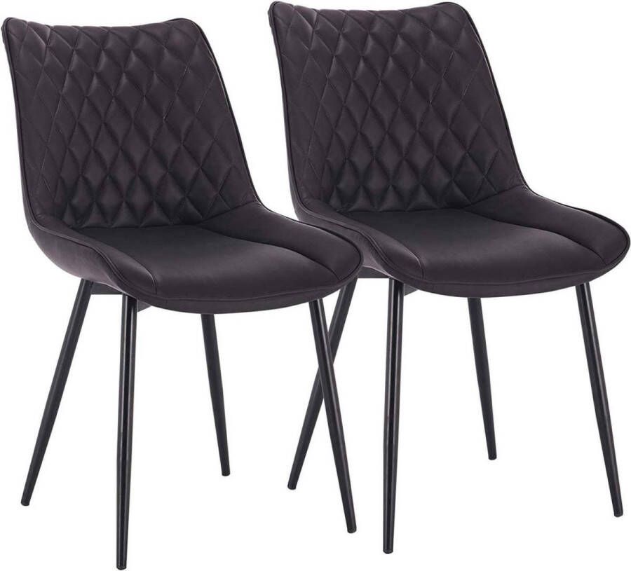 Dytroux Stoelen Eetkamerstoelen Voor bij de Eettafel Woonkamer & Slaapkamer Set van 2 Antraciet Leer