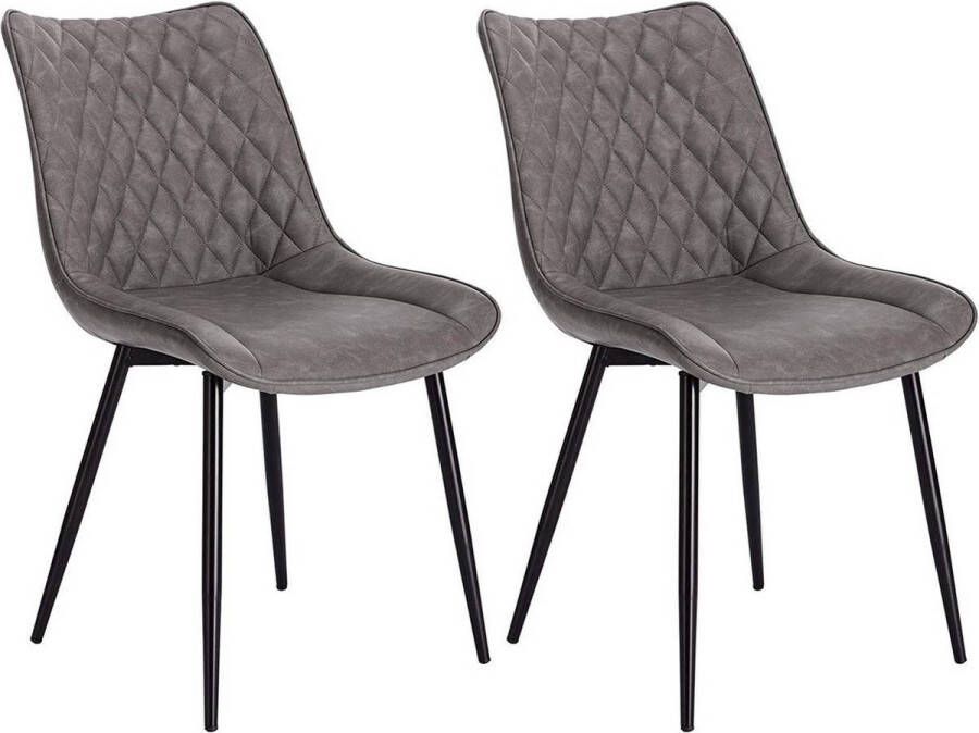 Dytroux Stoelen Eetkamerstoelen Voor bij de Eettafel Woonkamer & Slaapkamer Set van 2 Grijs Leer