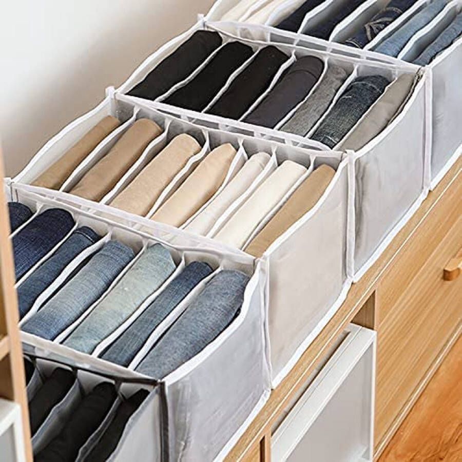 DZANS Lade-organizer 3 stuks opvouwbare mesh-opbergdozen ondergoed organizer voor beha s sokken stropdassen sjaals of jeans 7 vakken wit