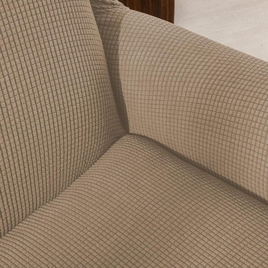 E EBETA Hoes fauteuil jacquard Fauteuilhoezen stretchhoes voor relaxfauteuil compleet Elastische hoes voor tv fauteuil (Zand) - Foto 2