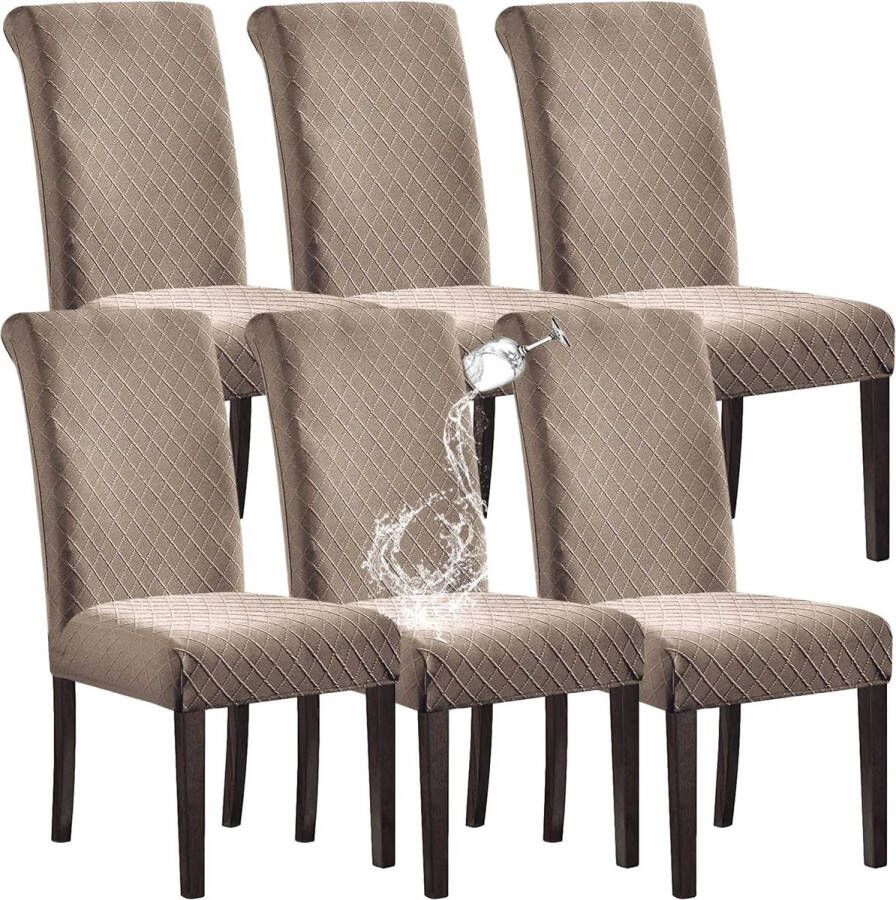 00% waterdichte hoes voor eetkamerstoelen stretch jacquard parsons stoelhoes afneembaar wasbaar stoelbeschermer (taupe set van 6)