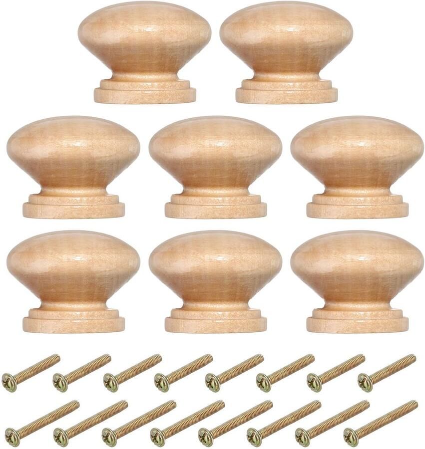 1-3 8 Inch Houten Knoppen 8 Stuks Ronde Ladegrepen met Schroeven Voor Keukenkast Meubilair
