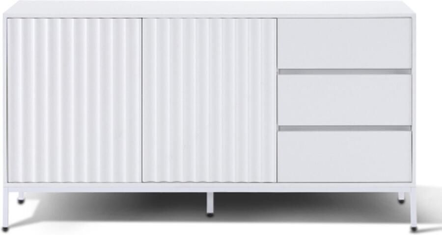 GOTAGEE 1 5 m wit dressoir opbergkast golvend patroon verstelbare planken 3 lades geschikt voor keuken woonkamer gang en andere multi-scene ruimtes