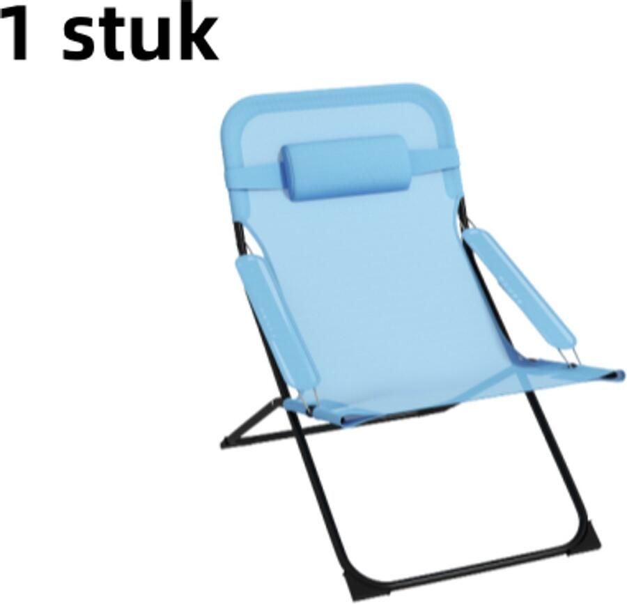 1 artikel Opvouwbare stoel Tuinstoel Verstelbare rugleuning kampeerstoel Met kussen 120 kg Mesh Blauw