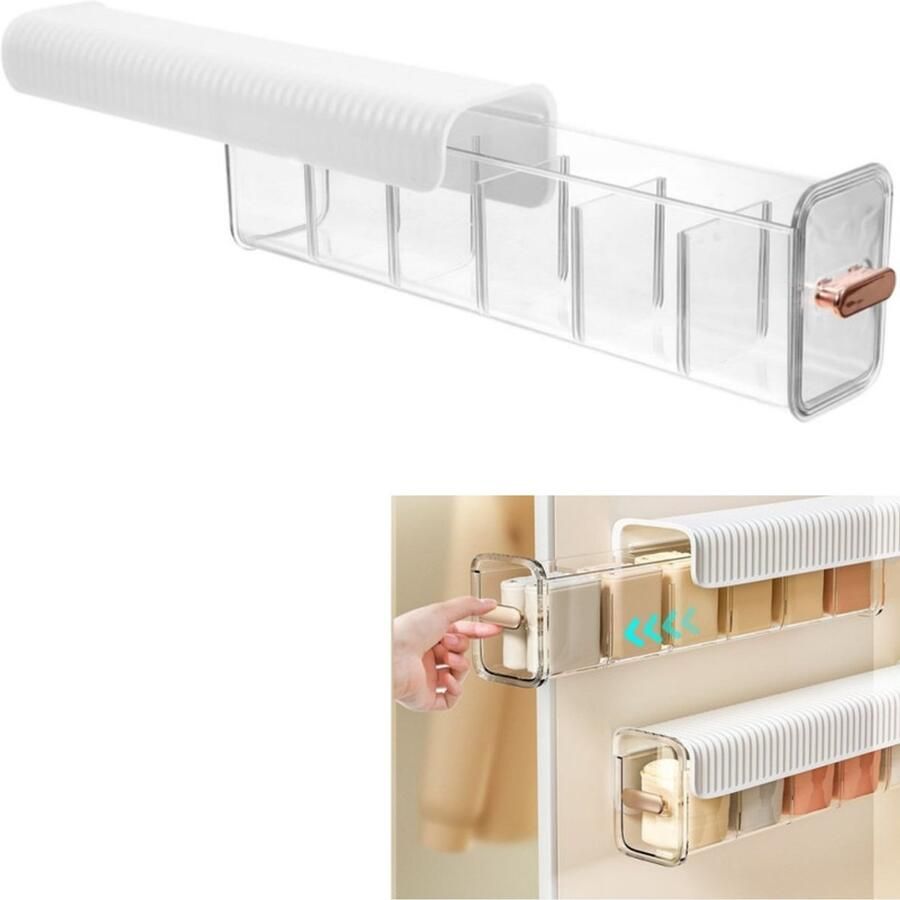 1 artikel Wandgemonteerde opbergdoos voor ondergoed Wandgemonteerde opbergdoos voor sokken Met verdelers Efficiënte opslag Ruimtebesparend Gladde lades Wit 36*8 3*11 cm Geschikt voor het opbergen van sokken ondergoed en meer