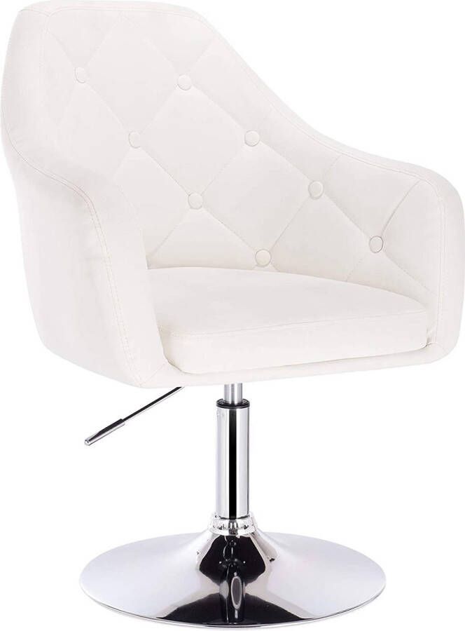 1 Barkruk fauteuil draaibaar van Kunstleer en chroomstaal Barstoel Wit hoogte verstelbaar BH104ws