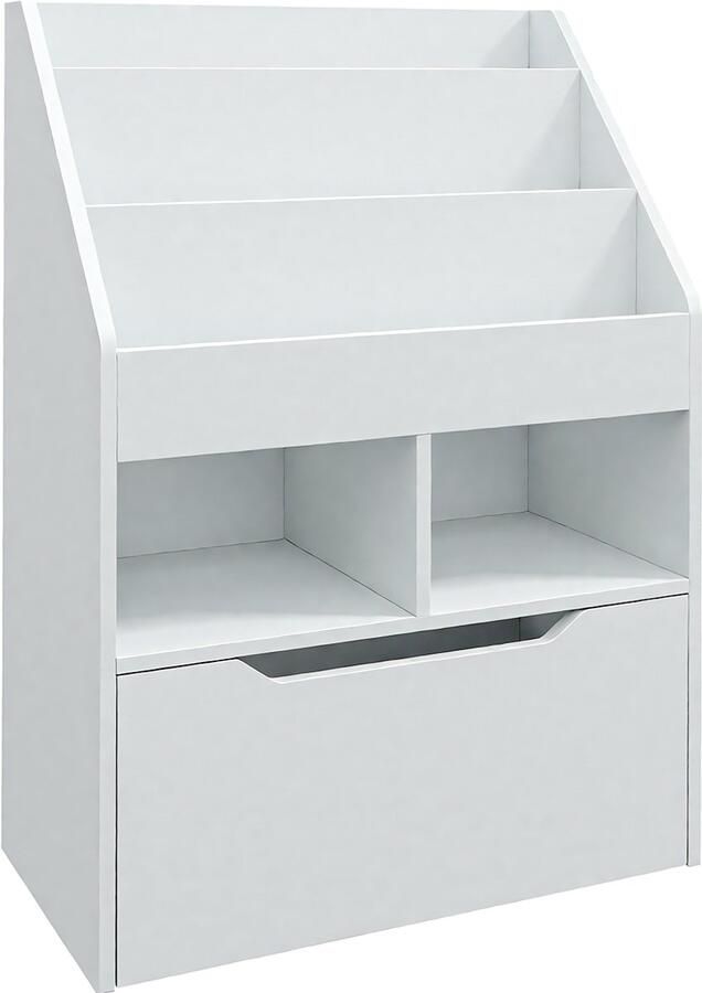 1 boekenkast met laden-gemaakt van MDF – ruim opbergruimte-ideaal als white kids bookshelf voor kinderkamer of als toybox bookshelf combo