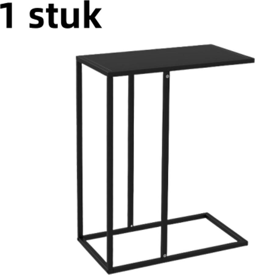 1-delige C-vormige salontafel met stalen frame geschikt voor slaapkamer laptoptafel geschikt voor kantoor zwart
