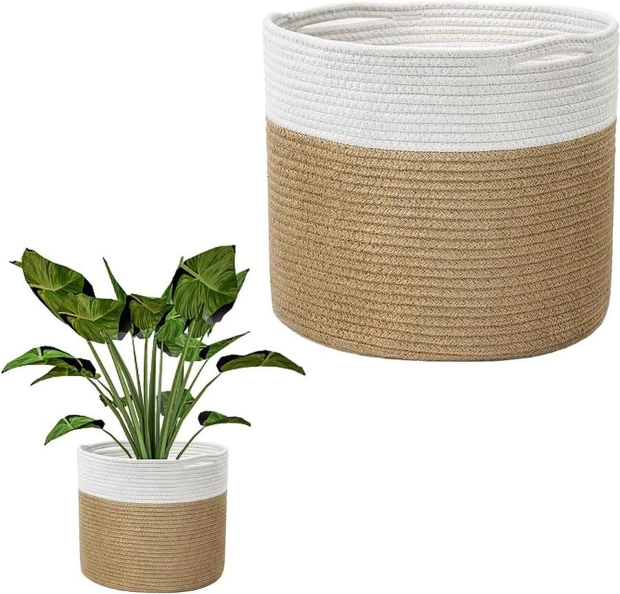 1-delige geweven opbergmand bloempotafdekking opvouwbare opbergmand vuile wasmand snackbox geschikt voor bloempotten en woondecoratie