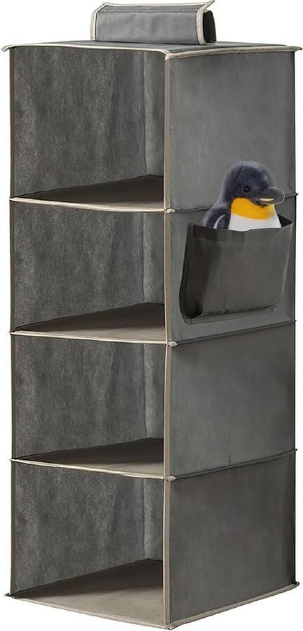 1-delige hangkast hangende kastorganizer stoffen hangende opbergkast met metalen haken opvouwbare hangorganizer voor kluisje camping badkamer kinderkamer grijs