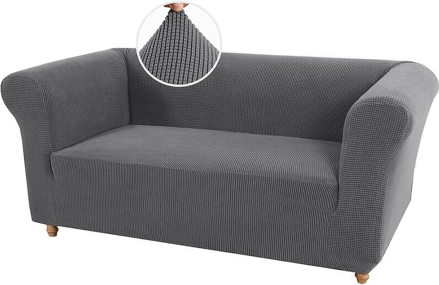 1-delige Stretch Chesterfield bankhoes zachte antislip meubelbeschermer voor honden dikke jacquardstof Loveseat grijs