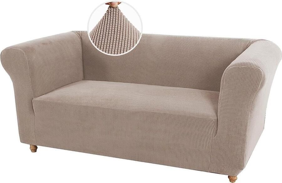 1-Delige Stretch Chesterfield Bankhoes Zand Loveseat Meubelbeschermer Voor Honden met Dikke Jacquardstof