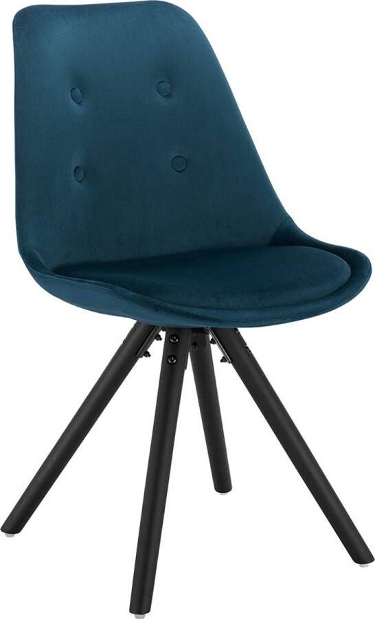 1 Eetkamerstoel Woonkamer stoel in Fluweel zitting Eetstoel Blauw Multifunctioneel BH196bl-1