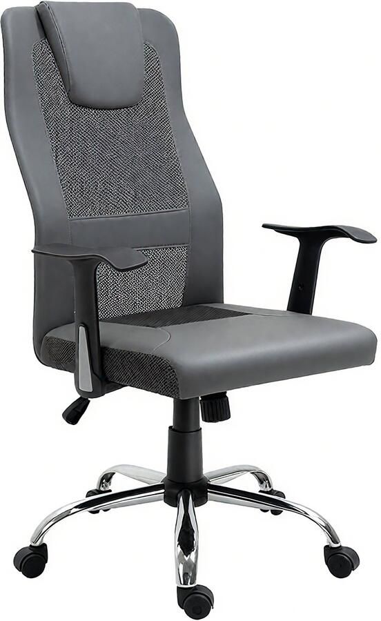 1 ergonomische bureaustoel- kunstleer en mesh – verstelbare armleuningen-ideale computerstoel voor kantoor-thuiswerk of gaming