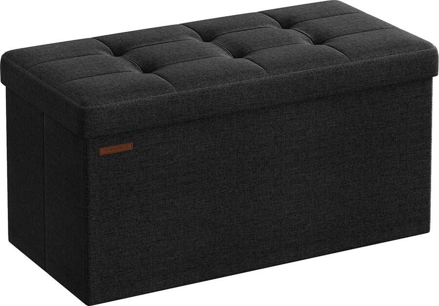 Rootz Living Rootz 1 Opbergmand Zitkist Grote kruk MDF en schuim Imitatielinnen 38 cm x 76 cm x 38 cm Zwart 5 6 kg 300 kg capaciteit