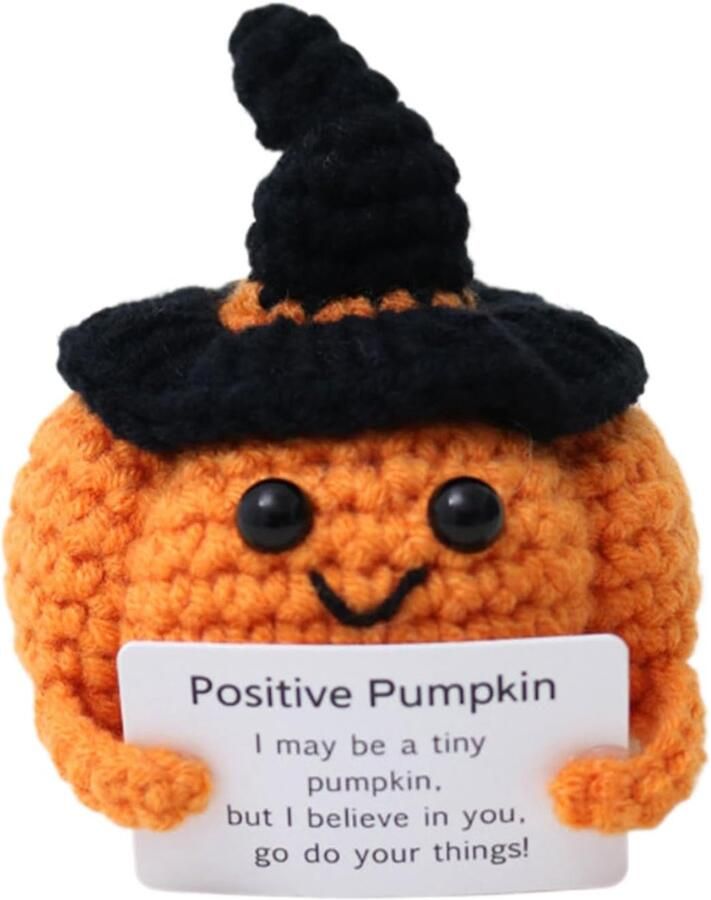1 Oranje Inspirerende Haakpop 7×9 cm Inspirerende Woondecoratie Inspirerende Pompoenvorm Bureaudecoratie Geschikt voor Boekenplanken Nachtkastjes Kantoren en Halloween