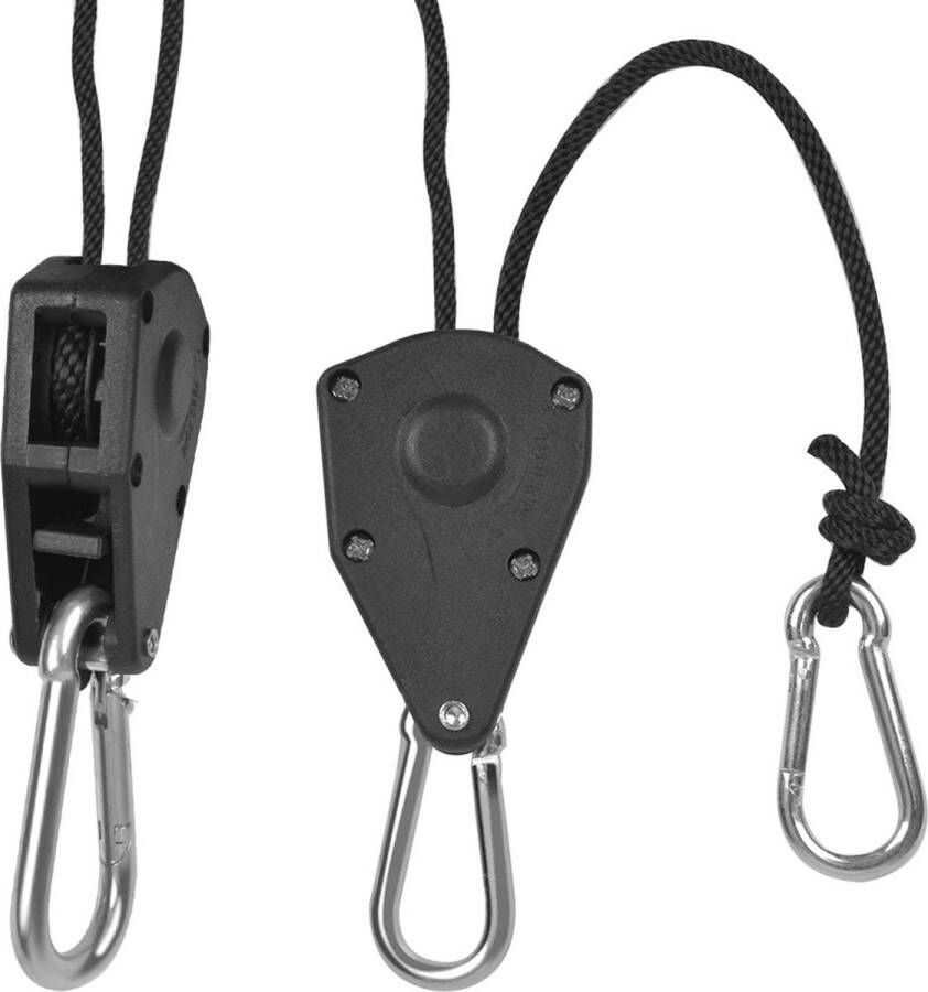 1 paar 1 8 hanger katrol touw zware touw ratel hanger verstelbare touw clip hanger met karabijnhaak clip kweeklamp katrol touw voor plant lamp ventilator kweekruimte apparatuur 150 pond capaciteit per paar