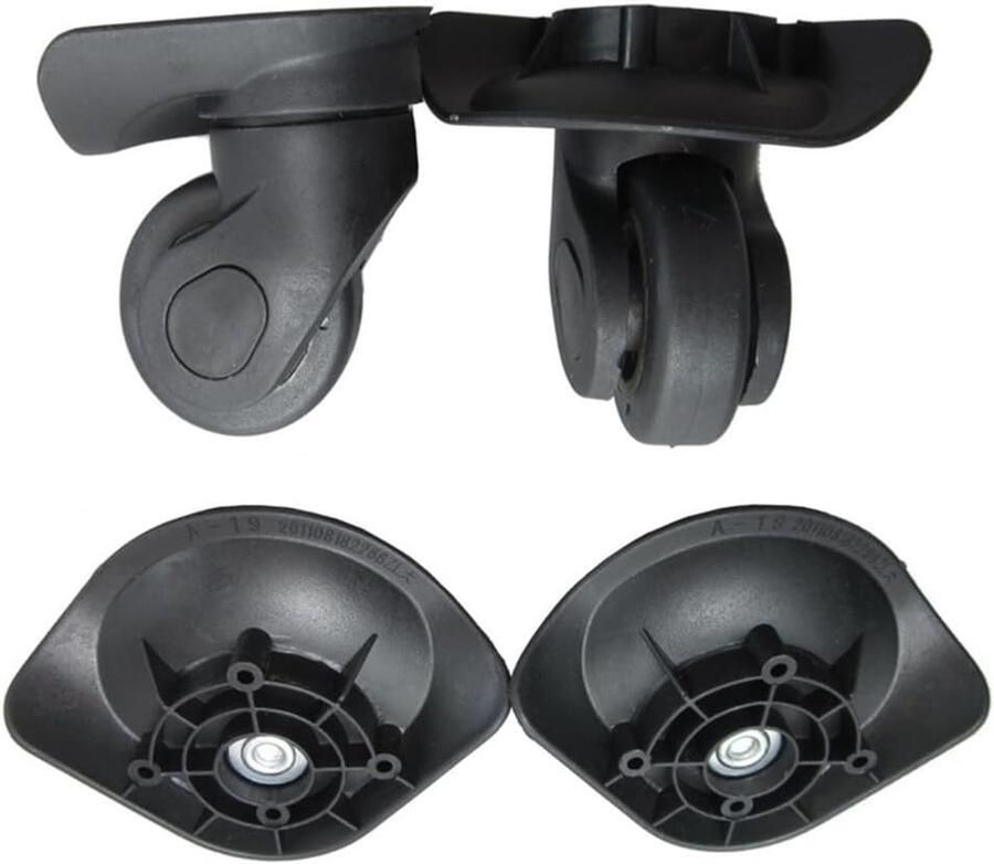 1 paar Bagagewielen A19 Trolley Bagagewielen Vervangende wielen voor reisbagagewielen Duurzaam Zwart Voor bagagetrolleys