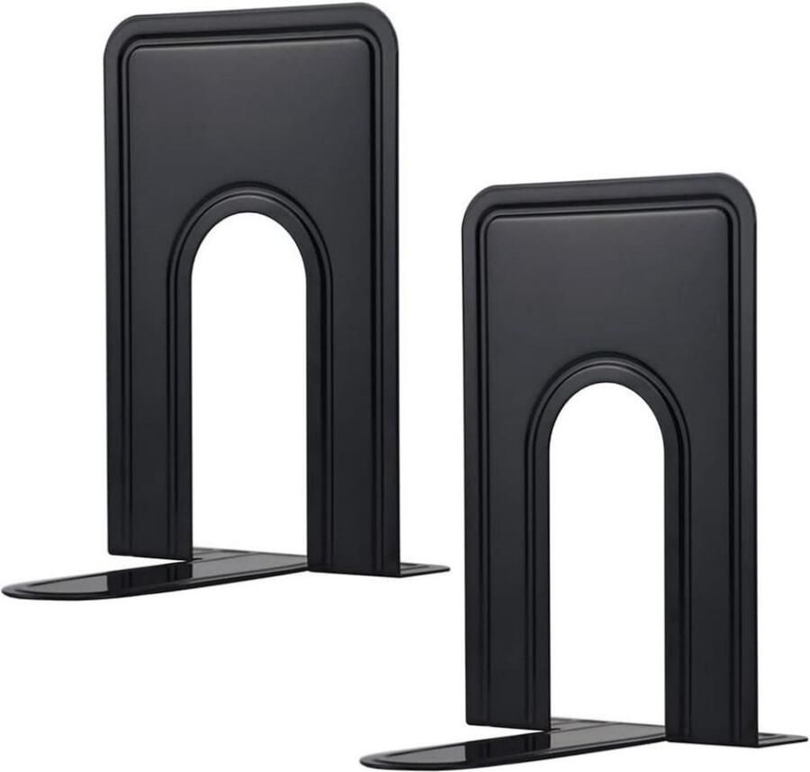 1 paar boekensteunen metalen boekensteunen boekenorganizer antislip krasbestendig roestvrij boekensteunen uniek ontwerp geschikt voor kinderen volwassenen voor gebruik thuis op kantoor in de bibliotheek Zwart koksmuts mes en vork - Foto 3