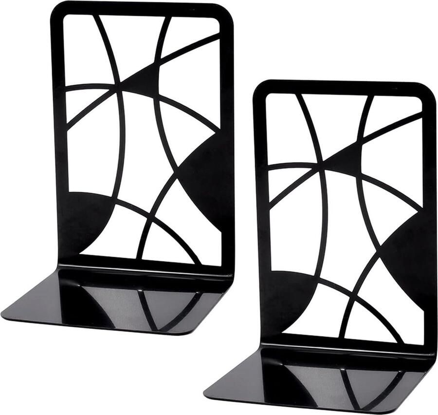 1 paar boekensteunen metalen boekensteunen boekenorganizer antislip krasbestendig roestvrij boekensteunen uniek ontwerp geschikt voor kinderen volwassenen voor gebruik thuis op kantoor in de bibliotheek Zwart koksmuts mes en vork - Foto 4