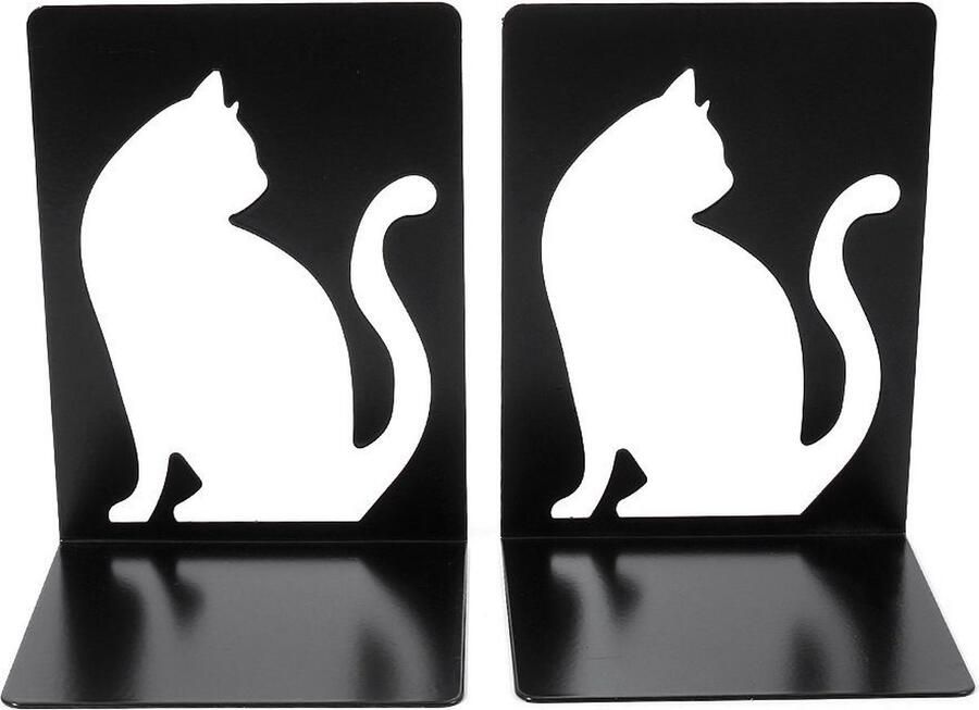 1 paar boekensteunen metalen boekensteunen boekenorganizer antislip krasbestendig roestvrij boekensteunen uniek ontwerp geschikt voor kinderen volwassenen voor gebruik thuis op kantoor in de bibliotheek Zwart koksmuts mes en vork - Foto 11