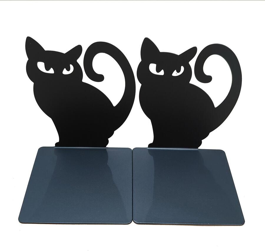 1 paar boekensteunen metalen boekensteunen boekenorganizer antislip krasbestendig roestvrij boekensteunen uniek ontwerp geschikt voor kinderen volwassenen voor gebruik thuis op kantoor in de bibliotheek Zwart koksmuts mes en vork - Foto 6