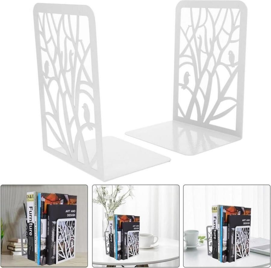 1 paar boekensteunen metalen boekensteunen boekenorganizer antislip krasbestendig roestvrij boekensteunen uniek ontwerp geschikt voor kinderen volwassenen voor gebruik thuis op kantoor in de bibliotheek Zwart koksmuts mes en vork - Foto 2