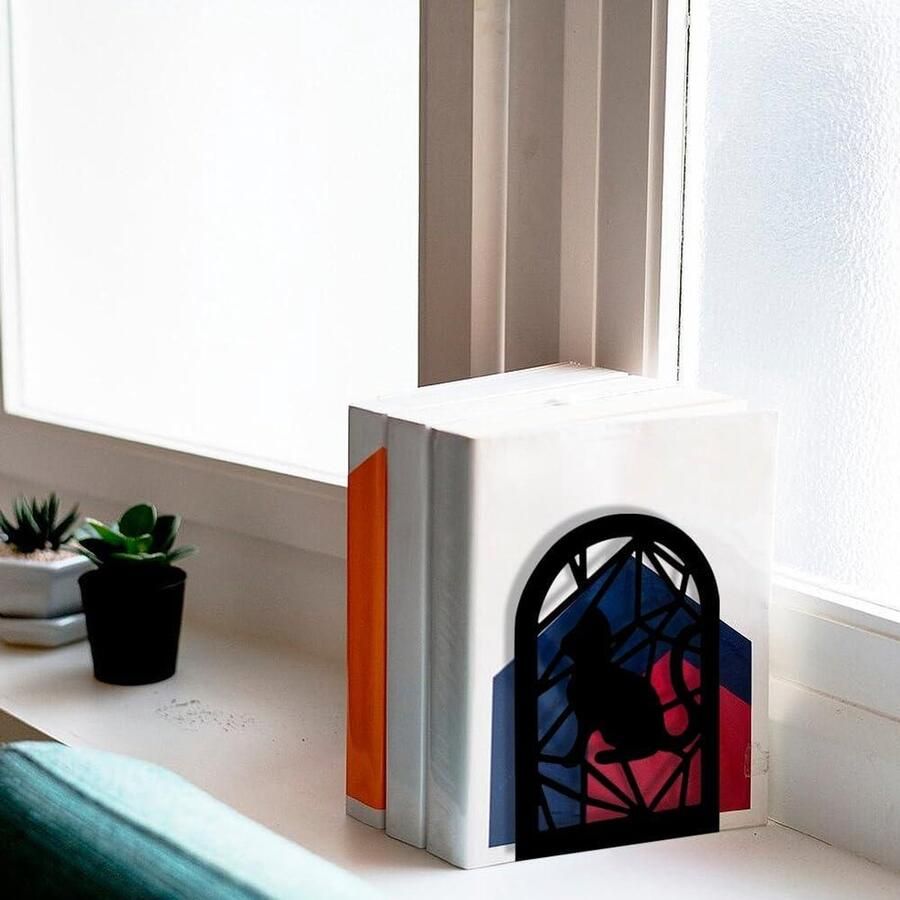 Allecto plus Zwarte Kat Metalen Boekensteunen Levendige Dieren Antislip Bureau Organizer Kinderbibliotheek Thuis School Kantoor