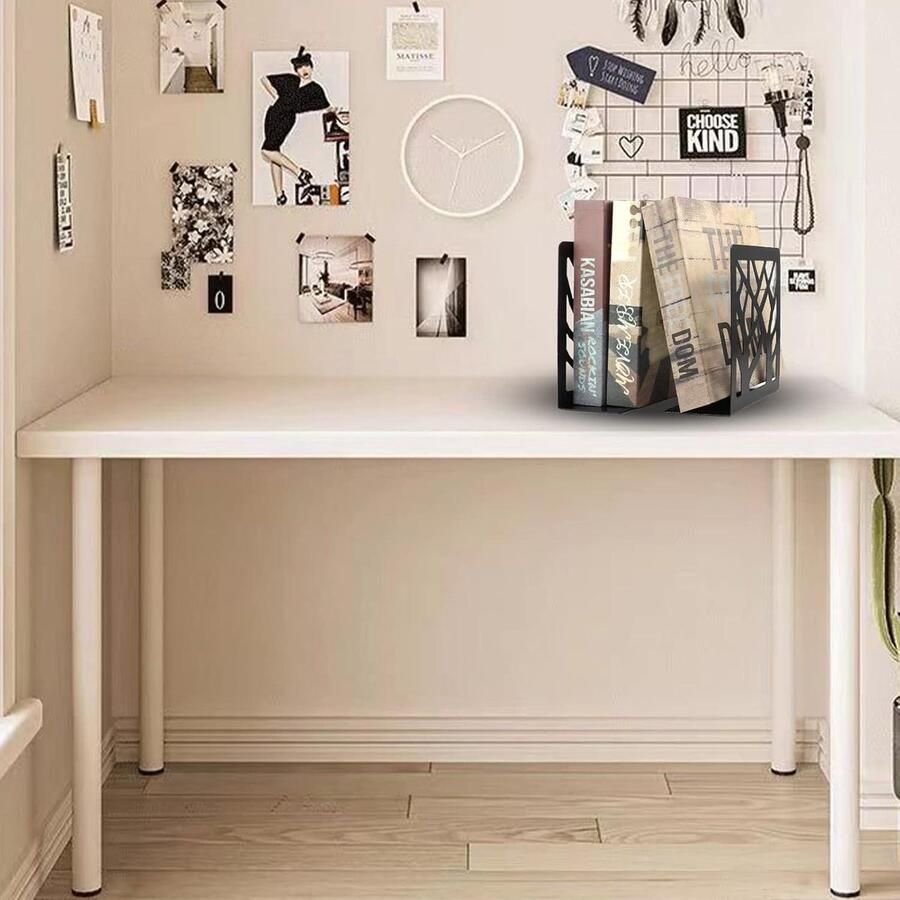 1 paar Metalen Boekenuiteinden Boekensteunen voor Boekenkast Home Decoratie Zwart boeksteun