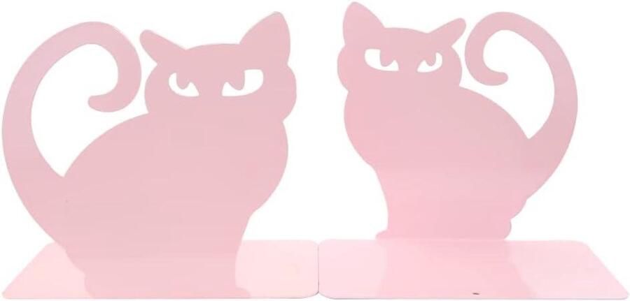 Allecto Plus Roze Perzische Kat Boekensteunen Kids Anti-slip Boek Einde Boekensteunen Bureau Organizer Decor School Kantoor Thuis Dier Metalen Planken Bibliotheek 1 Paar