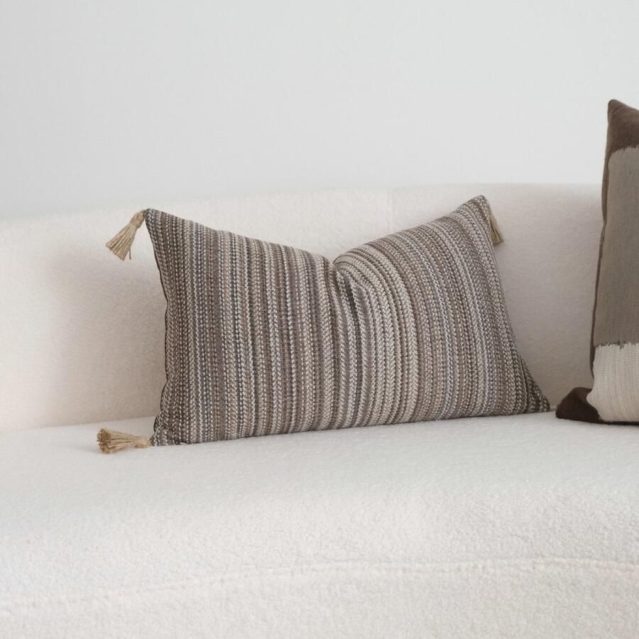 1-pack bruine kussensloop zachte gestreepte kussenhoes kussensloop bankkussen eenvoudig te verwijderen ritsontwerp huisdecoratie geschikt voor bank slaapkamer autodecoratie 45x45cm Bruin gestreept linnen kwastjesstijl