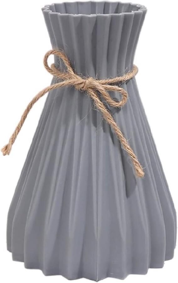 1-Pack Plastic Vaas Huisdecoratie Europese Stijl Vaas Geschikt voor Huisdecoratie Woonkamer Tafel Huis Kantoor (Grijs)