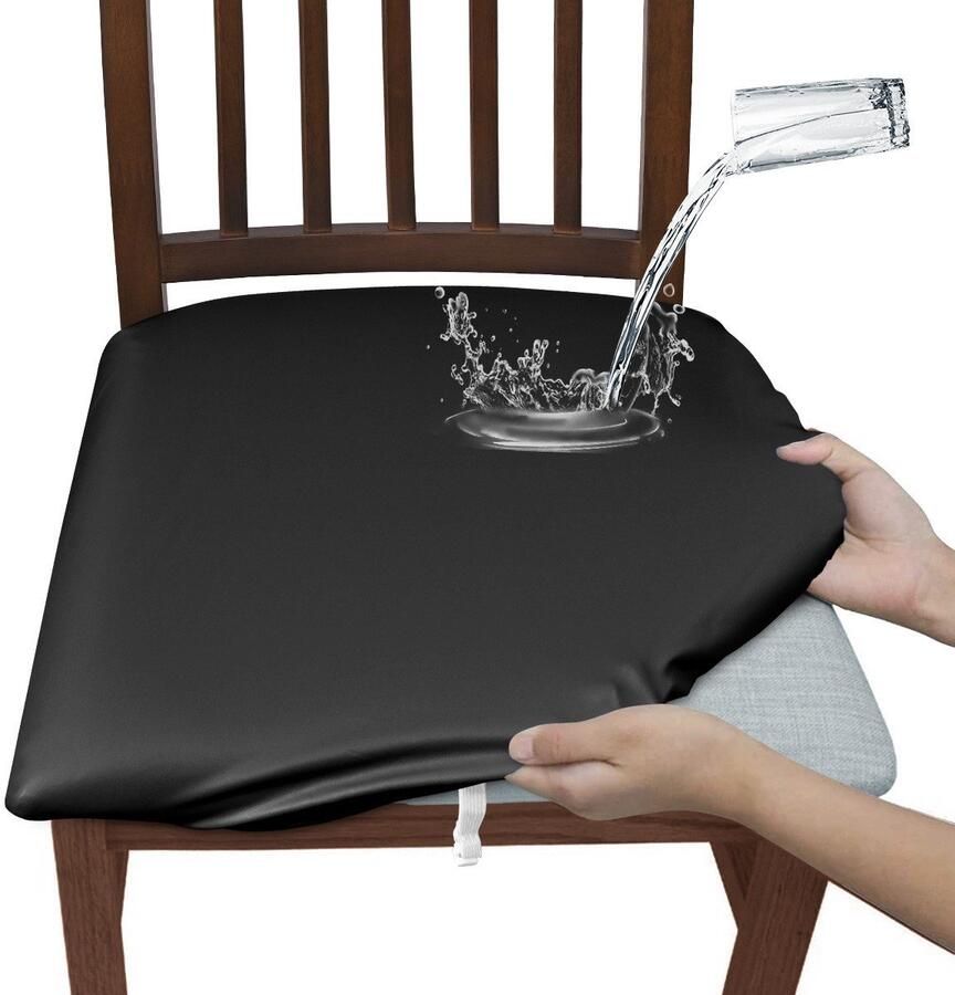 1-pack Stoelhoes PU bankhoes met gesp Stretch waterdichte stoelhoes Zwart