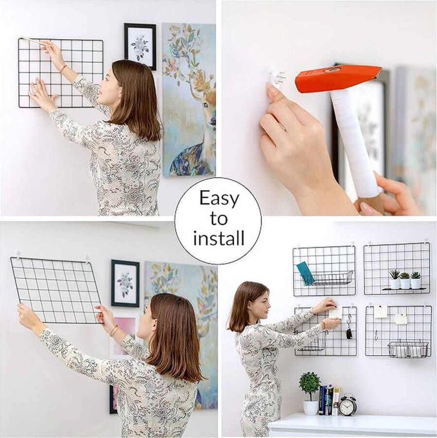 1 Pack Wandrek Fotorek Memobord Metaal Industrieel Zwart & Magnetisch Fotolijst Voor Studentenkamer Keuken Gang Woonkamer Studeerkamer Badkamer WC Home Decor Display