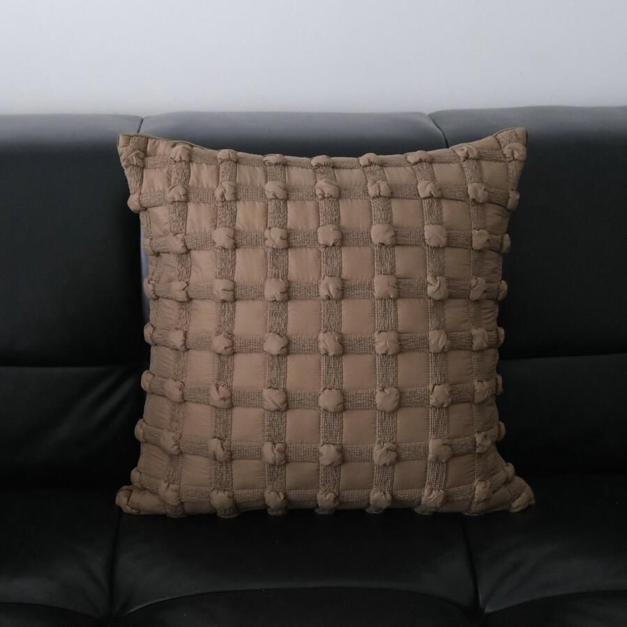 1-pack zachte decoratieve kussensloop eenvoudig gestreept breed randkussen bruin vierkant huisdecoratie kussensloop geschikt voor bank slaapkamer auto decoratie 50x50cm Bruine streep brede rand