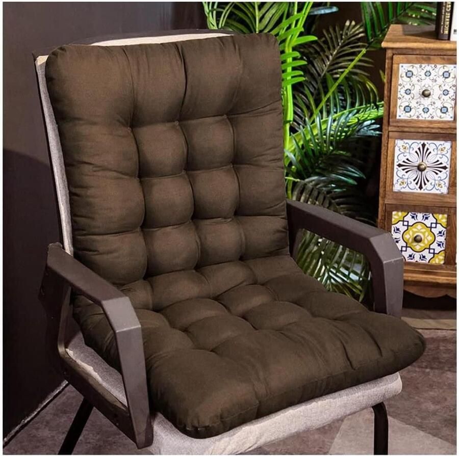 1 Piece Seat Cushion for Garden Chair High Backrest Thick Back Cushion Brown 45 x 100 cm