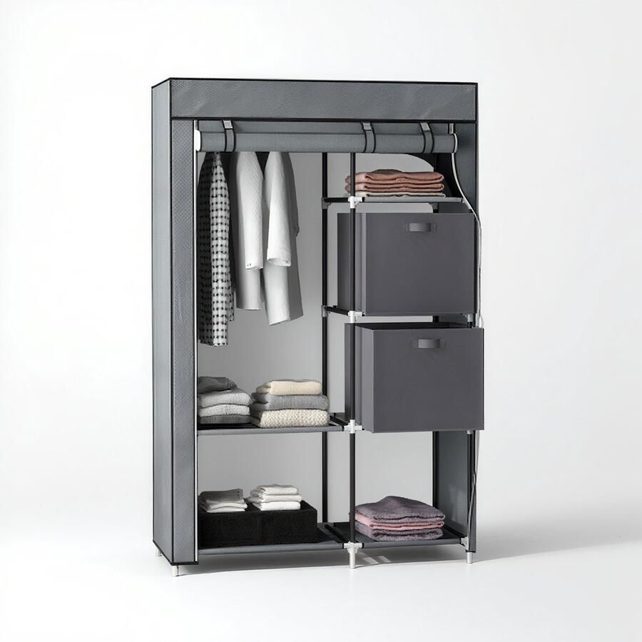 1 portable closet 102 x 42 5 x 162 5 cm – sterk armóír met hangruimte en compartimenten inklapbaar wardrobe closet voor kledingopslag in slaapkamer studentenkamer of studio