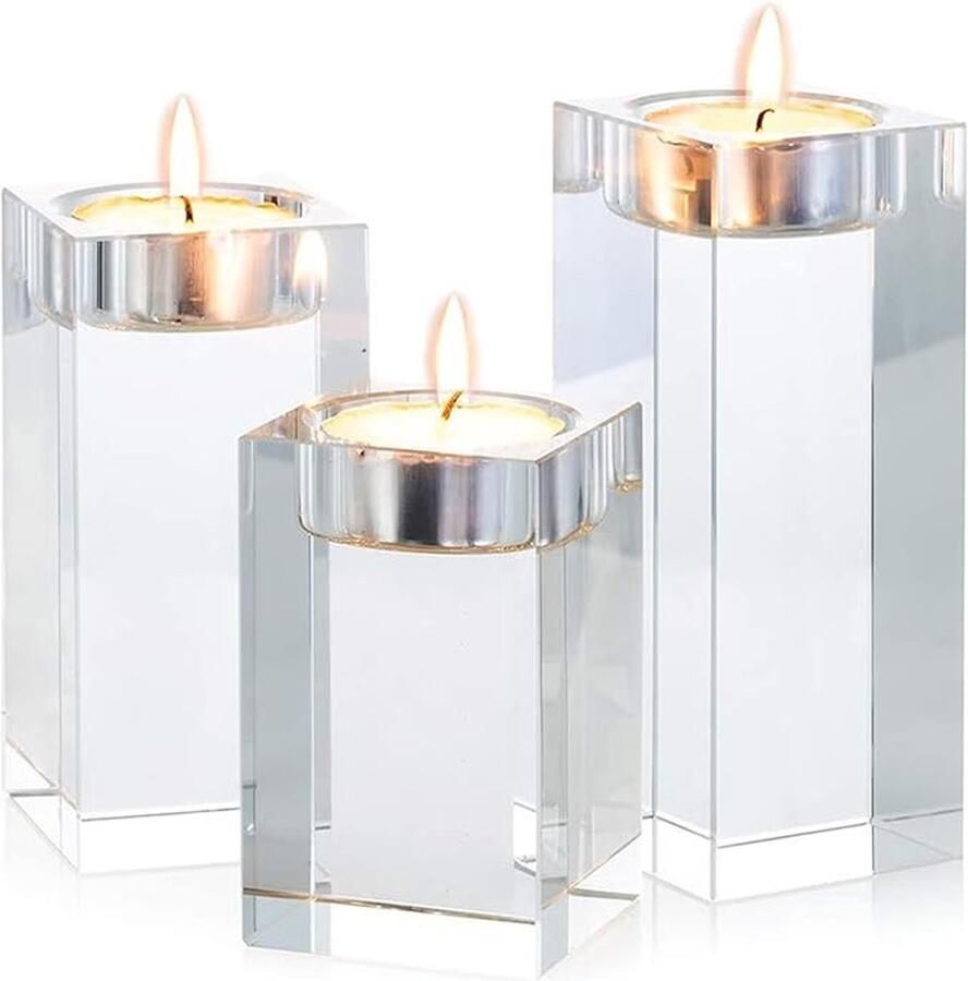 1 set (3 delig) hoogwaardige kristallen glazen kandelaars kristallen kandelaars voor romantisch diner creatieve kandelaars bruiloft huis decoratie eettafel en bar ruimte