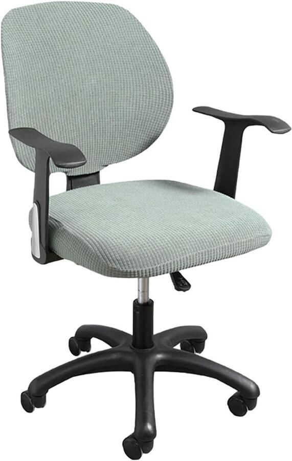 1 Set Bureaustoelhoes en Rughoes Rekbare Stoelhoes Wasbaar Geschikt voor Bureaustoel en Rugleuning Grijs Wit