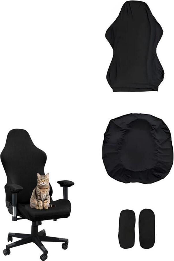 1 set Gaming stoelhoes Stretch bureau stoelhoes Draaibare fauteuilhoes Met armleuninghoes Stofdicht Verwijderbaar Wasbaar Zwart Geschikt voor gaming stoelen computerstoelen en bureaustoelen met aparte armleuningen