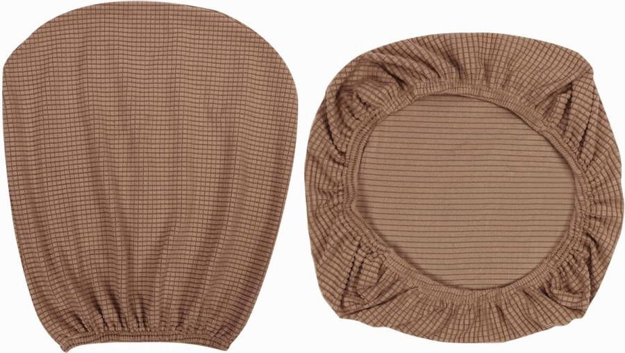 Set van zachte stretch spandex stoelhoes en rugleuninghoes Wasbare stoelbekleding voor stoelen Geschikt voor bureau computerstoelen eetkamer bar bruiloft feestdecoratie Bruin