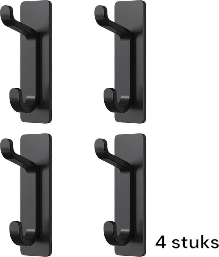 1 stuk 304 roestvrij staal zwart no punch zelfklevende deurhaak roestvrijstalen beugel kapstokhaak voor douche keuken badkamer heavy duty