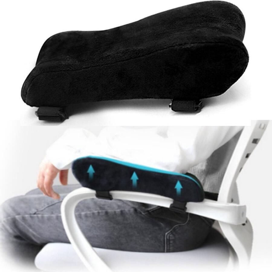 1 stuk Armsteunkussen voor bureaustoel Armsteunkussen voor rolstoelen Elleboogkussen voor scootmobielen Verlicht de elleboogdruk Zacht en comfortabel Verwijderbaar en wasbaar Zwart Geschikt voor rolstoelen en bureaustoelen