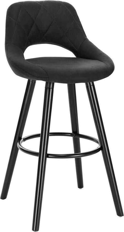 1 Stuk Barkruk in Technologie stof en massief hout Hoge kruk Barstoel Antraciet BH291an-1