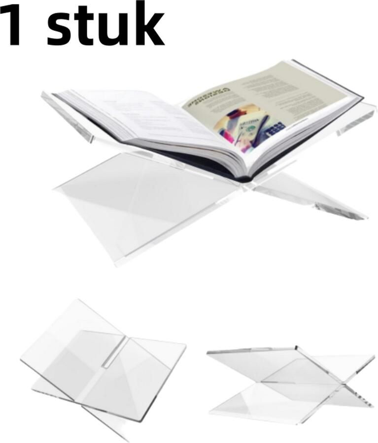 1 stuk Boekenplank (groot) Acryl leesplank tijdschriftenplank boekenplank creatief bureau X-vormig display wit